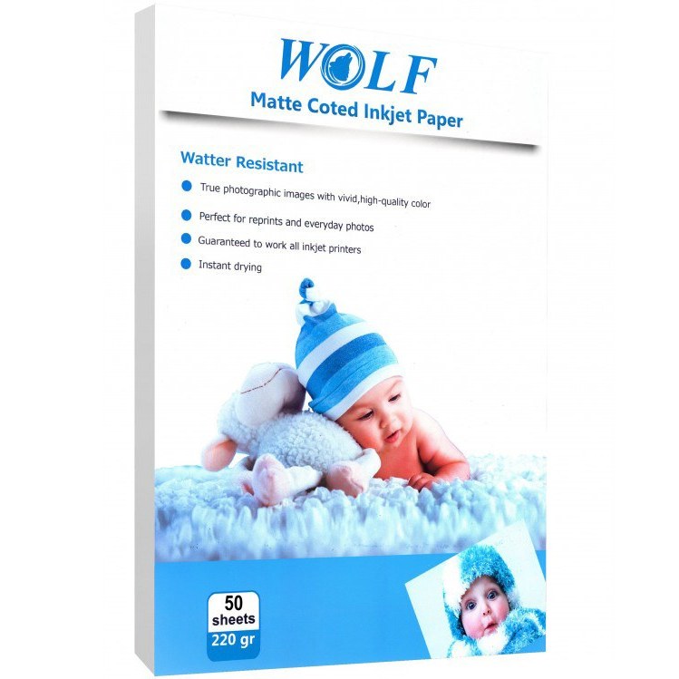 کاغذ کوتد 220 گرم ولف سایز A4 بسته 10 عددی