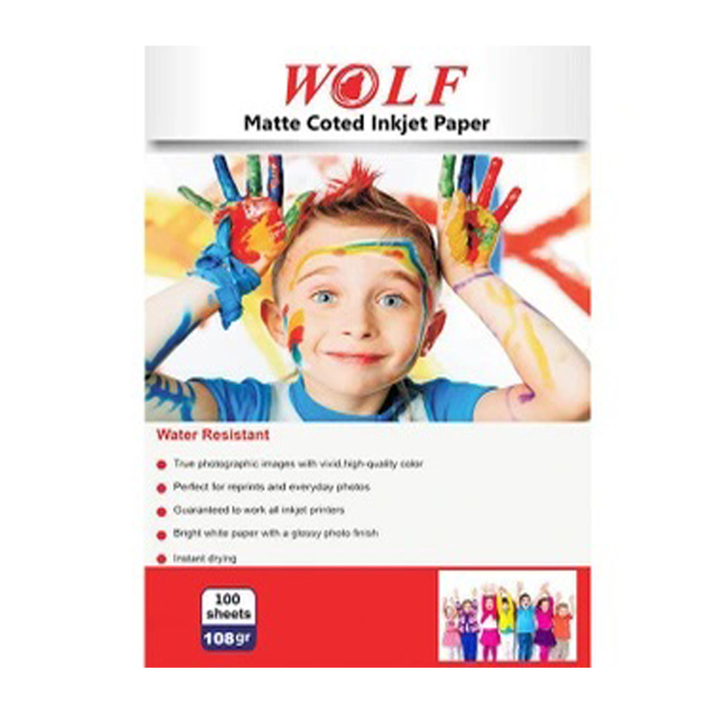 کاغذ کوتد 108 گرم ولف سایز A4 بسته 10 عددی