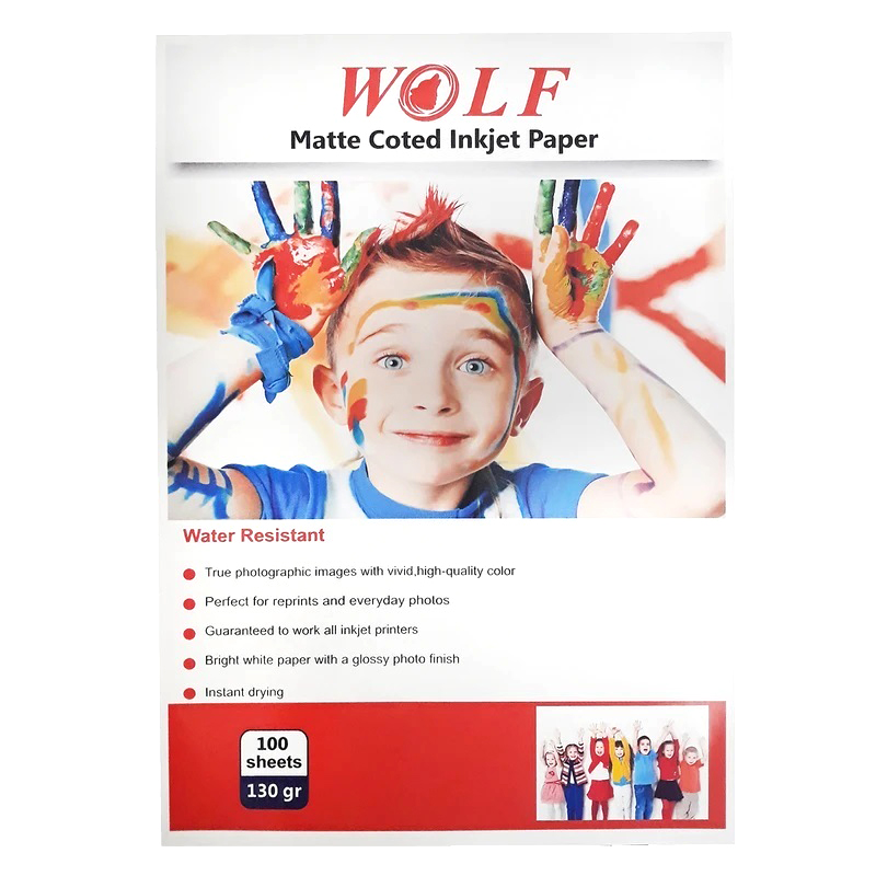 کاغذ کوتد 130 گرم ولف سایز A4 بسته 10 عددی