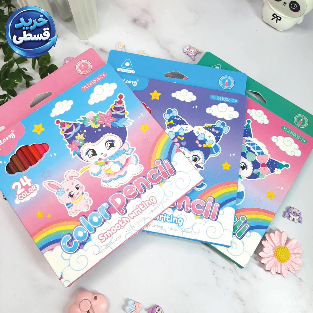 مداد رنگی 24 رنگ سه گوش طلقی یالونگ