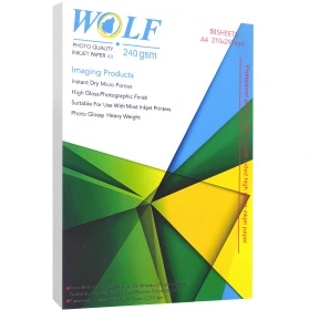 کاغذ فتو گلاسه 240 گرم دو رو ولف سایز A4 بسته 10 عددی